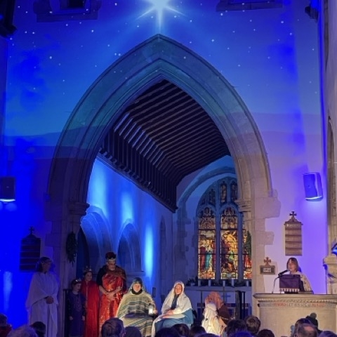 Winter scene nativity scene